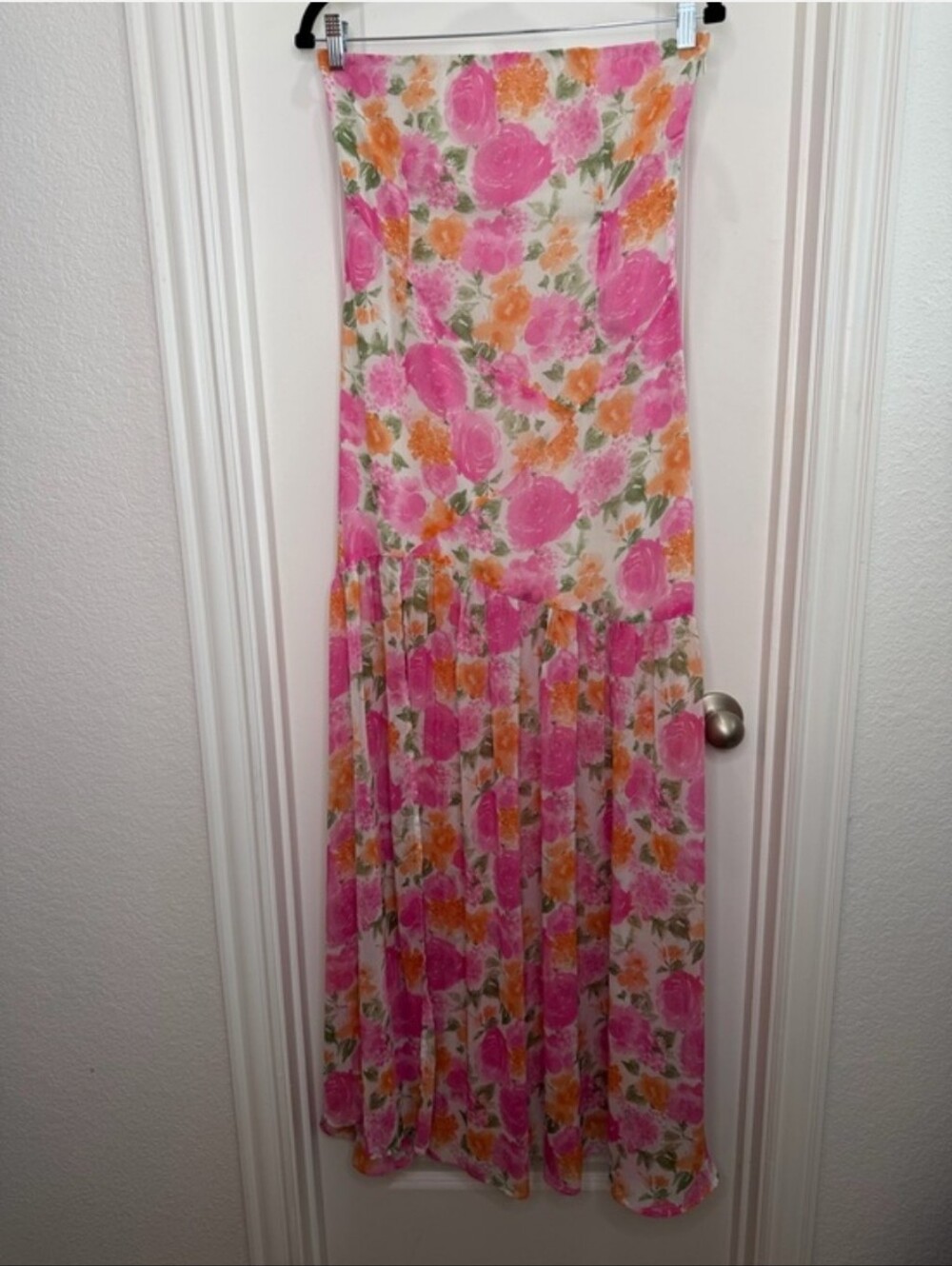 12th Tribe LaBelle Strapless Pink Floral Maxi Dress - Picture 7 of 11